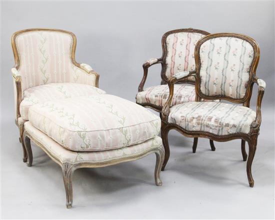 A mid 18th century Louis XV carved walnut fauteuil stamped Remy,